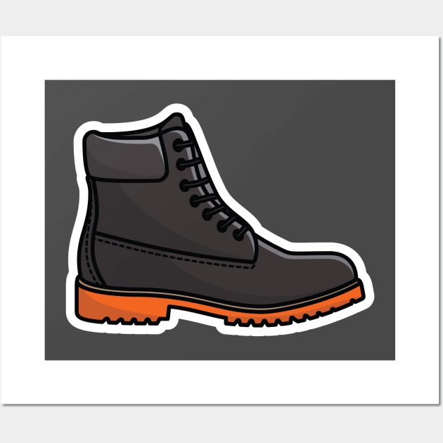 Traveling Shoe Sticker vector icon illustration. Fashion object icon design concept. Boys outdoor sports shoes sticker vector design with shadow. Wall Art by AlviStudio